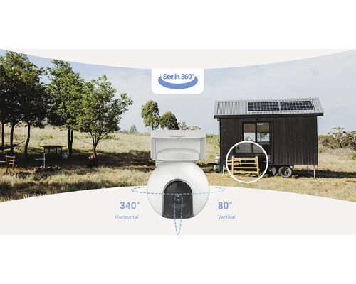 Bezpečnostná kamera s horizontálnym záberom 340 stupňov a vertikálnym záberom 80 stupňov na vonkajšie použitie