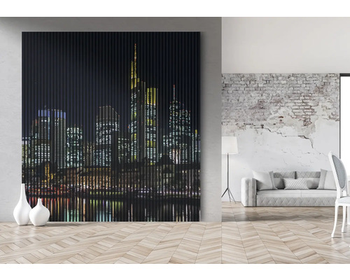 Dekoratívny panel s motívom panorámy mesta v obývacej izbe