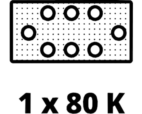 Symbol pre kus brúsneho papiera zrnitosti 80 K