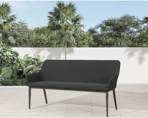 Čalúnená záhradná lavica s podrúčkami do exteriéru