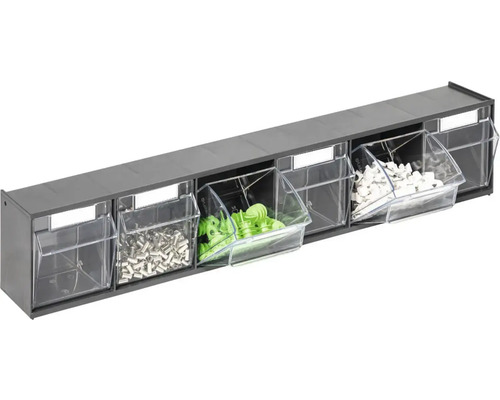 Organizér s priehľadnými boxami na drobné diely