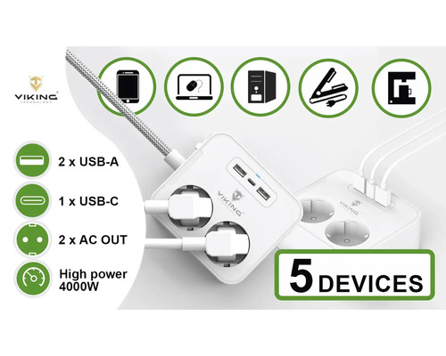 Rozbočovacia zásuvka s USB portami a vysokým výkonom