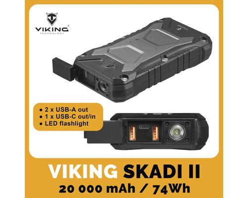 Powerbanka Viking Skadi II s kapacitou 20000 mAh a USB portami