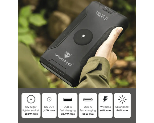 Powerbanka Viking Technology Vidar II s rôznymi portami a možnosťami nabíjania