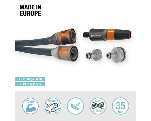 Sada textilnej hadice Gardena, 20 metrov, vrátane rôznych prípojok