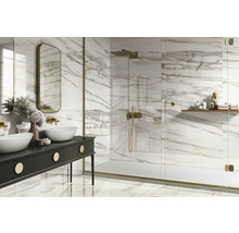 Dlažba Obklad imitácia mramoru LUCCA Bianco Gold lesklá 60x120 cm