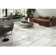 Dlažba Obklad imitácia mramoru LUCCA Bianco Gold lesklá 120x120 cm
