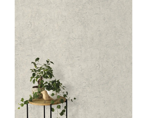 Svetlé štruktúrované tapety s rastlinami na stole