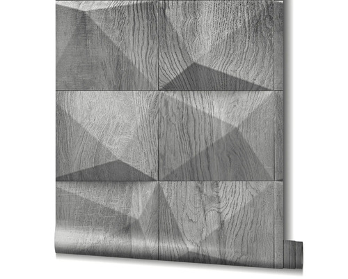 Rola tapety s drevenou textúrou a geometrickým vzorom