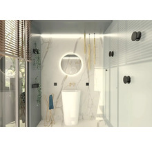 LED Okrúhle zrkadlo do kúpeľne v zlatom ráme ROUND LINE BACKLIGHT s dotykovým senzorom a vyhrievacou podložkou 100 x 100 cm