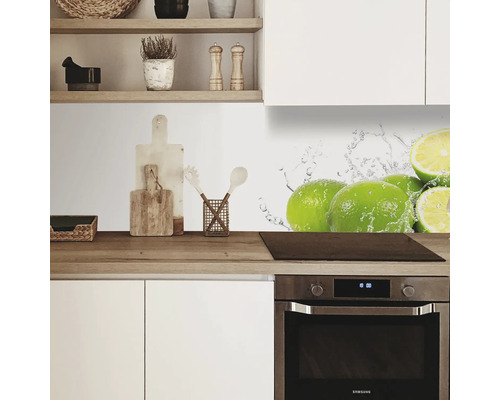 Kuchynská scéna s ochranou proti striekajúcej vode s motívom limetky