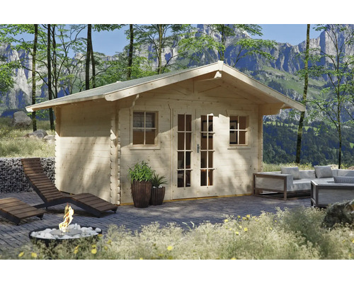 Drevený záhradný domček Skan Holz Davos prírodný 380x300 cm
