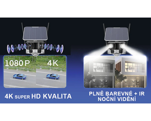 Bezpečnostná kamera so solárnym panelom a kvalitou 4K Super HD