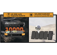 Powerbanka s kapacitou 10000 mAh a solárnou nabíjačkou