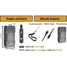 Obrázok powerbanky s USB-C káblom a pútkom