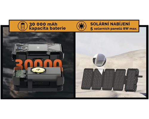 Powerbanka 30000 mAh so solárnym panelom