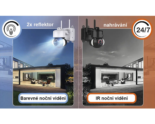 Dve bezpečnostné kamery s reflektorom a 24-hodinovým záznamom pred obytným domom