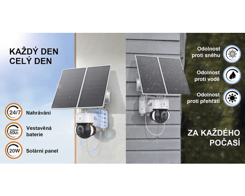 Vonkajšia bezpečnostná kamera so solárnym panelom