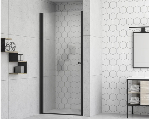 Sprchové dvere s otočnými dverami form&style MODENA 100 x 195 cm profil čierny číre sklo povrchová úprava skla odpudzujúca nečistoty rýchlomontážny systém