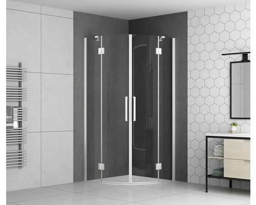 Štvrťkruhový sprchový kút form&style ROMALLO 90 cm farba rámu biela dekor skla číre sklo Štvrťkruhový sprchový kút form&style ROMALLO 90 cm farba rámu biela dekor skla číre sklo