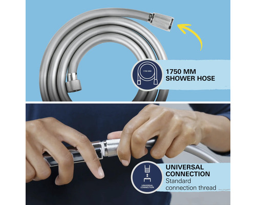 Sprchová hadica s dĺžkou 1750 mm a univerzálnym pripojením