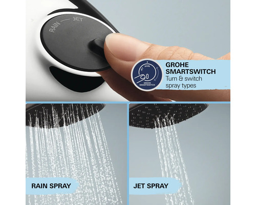 Sprchová hlavica Grohe SmartSwitch s dažďovou sprchou a prúdovou funkciou