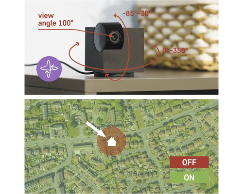 Bezpečnostná kamera so 100-stupňovým pozorovacím uhlom a indikátorom polohy