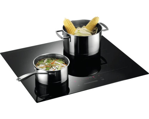 Čierna indukčná varná doska s dvoma hrncami