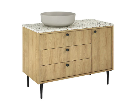 Skrinka pod umývadlo s umývadlom, tromi zásuvkami a jednými dvierkami