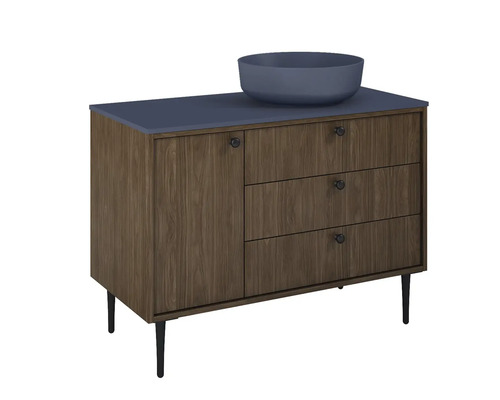 Skrinka pod umývadlo s umývadlom, dvierkami a tromi zásuvkami