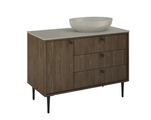 Skrinka pod umývadlo s umývadlom na dosku, jedny dvierka a tri zásuvky