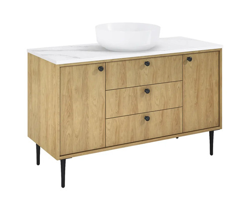 Skrinka pod umývadlo so zásuvkami, dvierkami a umývadlom na dosku