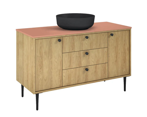 Komoda s tromi zásuvkami, dvoma dvierkami a miskou