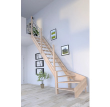 Drevené schodisko so zábradlím vo svetlej miestnosti