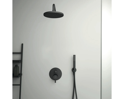 Sprchový systém s hlavovou sprchou, ručnou sprchou a termostatickou batériou na montáž na stenu