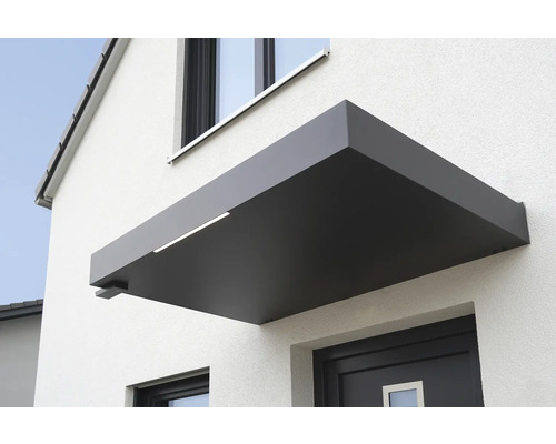 Vchodová strieška Gutta BS Plus 160 RAL 7016 antracit 160x90 cm vrátane chrliča vody vľavo Kovová strieška nad vchodovými dverami