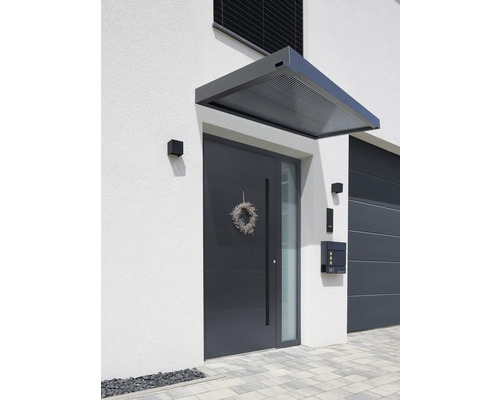 Vchodová strieška Gutta BS 3D-Line 200 RAL 7016 antracit 200x90x12,5 cm Moderný dom s markízou, vchodovými dverami a poštovou schránkou