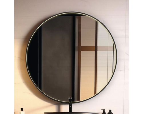 Okrúhle kúpeľňové zrkadlo s osvetlením na stene