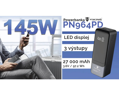 Powerbanka Viking PN964PD s vykonom 145 W
