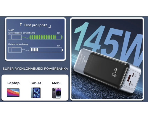 Viking 145 W powerbanka na rýchle nabíjanie notebooku, tabletu alebo mobilného telefónu
