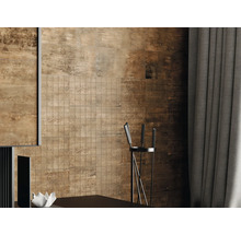 Nástenná dekorácia s obkladmi v hnedom a hrdzavom vzhľade pre interiérový dizajn