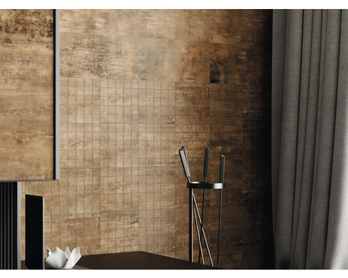 Nástenná dekorácia s obkladmi v kamennom vzhľade a mozaikové obklady pre moderný interiér