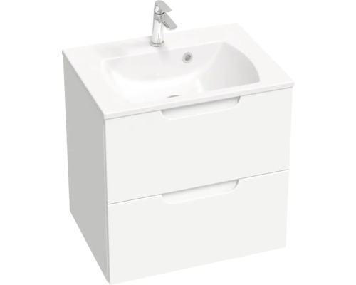 Skrinka pod umývadlo s dvomi zásuvkami a keramickým umývadlom