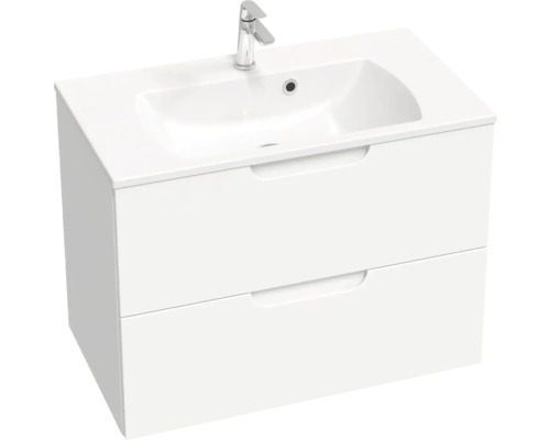 Skrinka pod umývadlo s dvomi zásuvkami, umývadlom a vodovodnou batériou