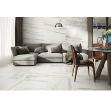 Dlažba obklad imitácia mramoru LUCCA Bianco Gold matná 60 x 60 cm