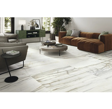 Dlažba Obklad imitácia mramoru LUCCA Bianco Gold mat 120x120 cm