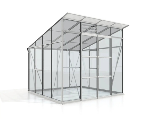 Skleník s hliníkovým rámom a sklenenými panelmi