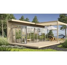 Skleník k stene Vitavia Athena 11900 kombinácia skla a polykarbonátu 265,9x460,1 cm hliník
