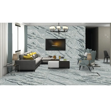 Obývacia izba s obkladmi stien a podláh vo vzhľade mramoru