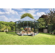 Skleník Vitavia Hera 9000 kombinácia skla a polykarbonátu 382x331 zelený vr. základového rámu